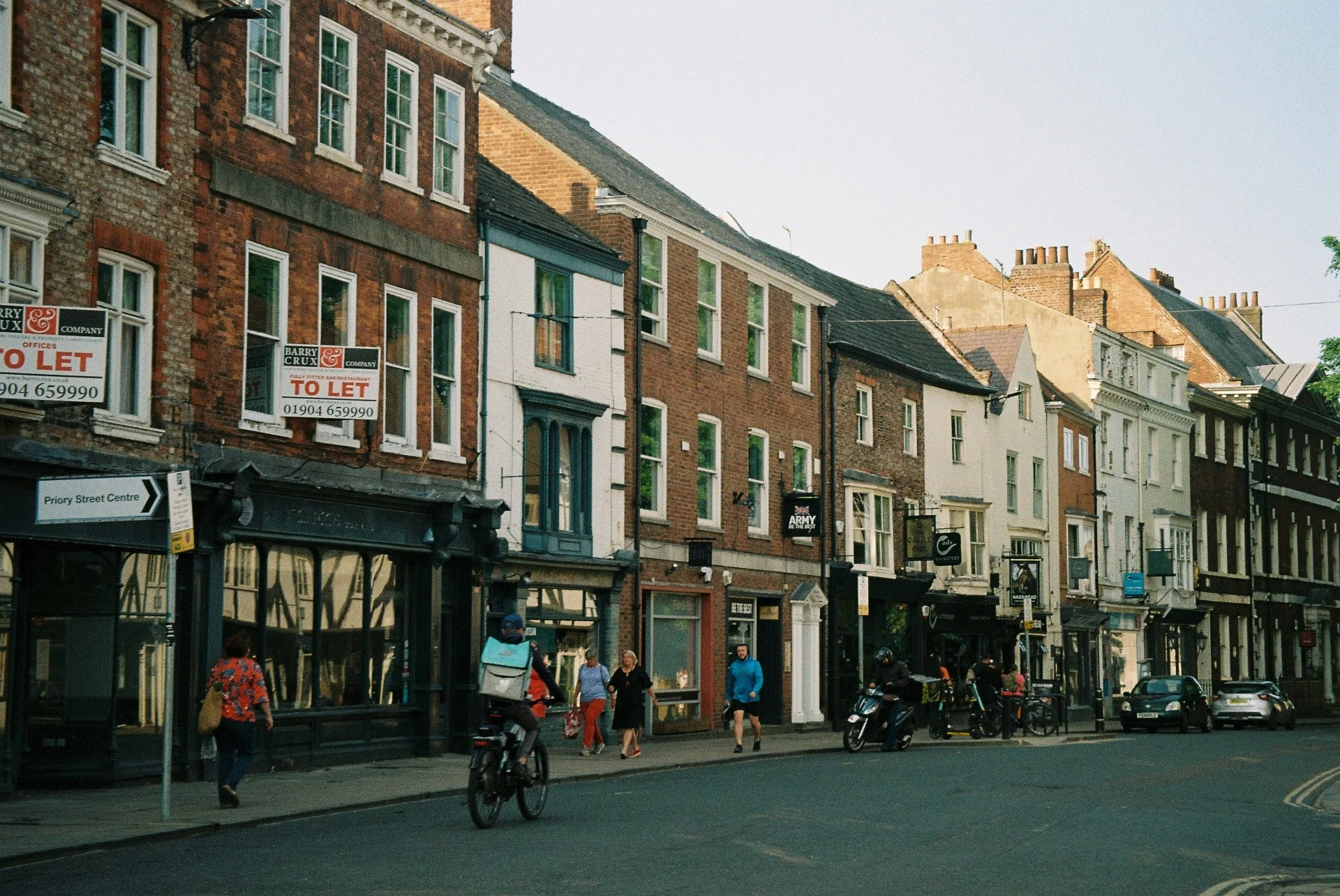 British high street with commercial properties available to let