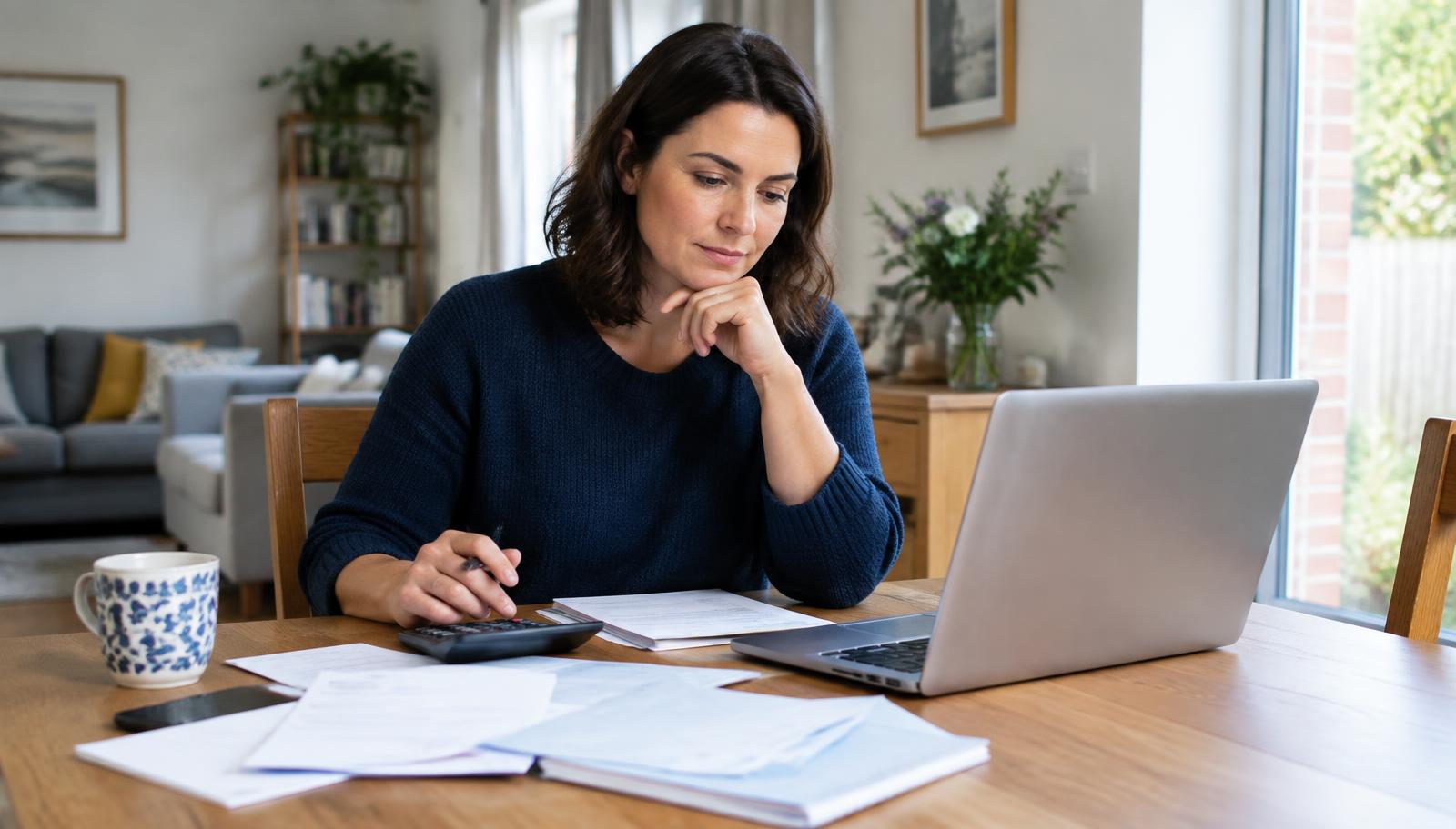 Working professional reviewing household finances at home